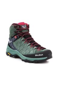 Buty trekkingowe damskie Salewa WS Alp Trainer 2 Mid Gtx. Wysokość cholewki: za kostkę. Zapięcie: sznurówki. Kolor: wielokolorowy, zielony. Materiał: materiał, syntetyk. Szerokość cholewki: normalna