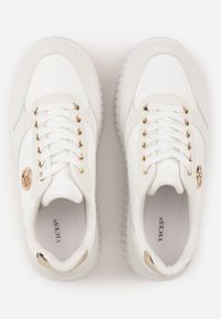 Renee - Białe Chunky Sneakersy VICES z Aplikacją na Platformie ze Żłobieniami Ilunatesa. Kolor: biały. Materiał: jeans. Wzór: aplikacja. Obcas: na platformie #2