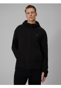 4f - 4F Bluza dresowa regular z kapturem męska - czarna M. Okazja: na co dzień. Typ kołnierza: kaptur. Kolor: czarny. Materiał: dresówka. Styl: casual #1