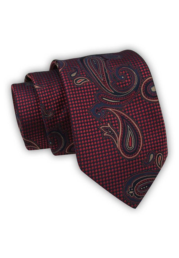 Krawat Alties (7 cm) - Bordowy, Duży Wzór Paisley. Kolor: czerwony. Materiał: tkanina. Wzór: paisley. Styl: elegancki, wizytowy