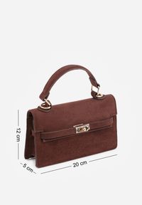 Born2be - Brązowa Elegancka Torebka Kuferek z Imitacji Zamszu z Dodatkowym Łańcuszkiem Epona. Kolor: brązowy. Materiał: zamszowe. Styl: elegancki. Rodzaj torebki: na ramię #2