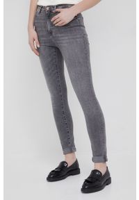 Armani Exchange jeansy damskie medium waist. Kolor: szary