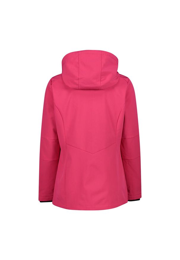 Kurtka damska turystyczna CMP 3A22226. Typ kołnierza: kaptur. Kolor: różowy. Materiał: softshell. Sport: turystyka piesza