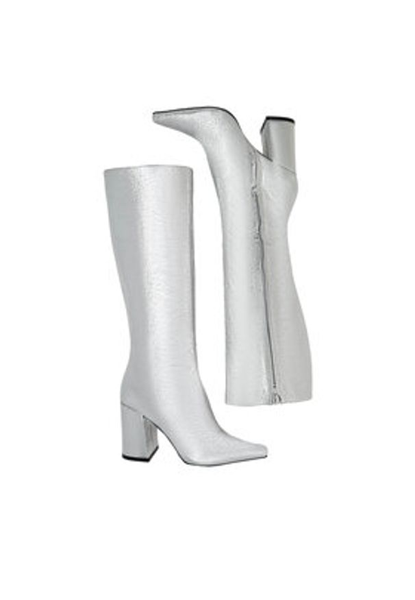 Nine West Kozaki SAMAA SJ1453-2 Srebrny. Kolor: srebrny. Materiał: skóra