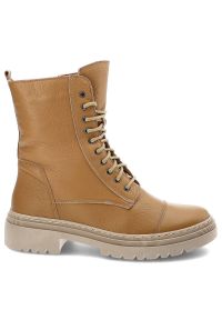 Brązowe Botki Damskie Wasak Wygodne Obuwie. Kolor: brązowy. Materiał: skóra, futro. Szerokość cholewki: normalna. Wzór: grochy, aplikacja. Obcas: na obcasie. Wysokość obcasa: niski #7