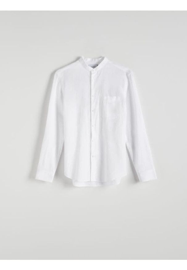 Reserved - Koszula regular fit z domieszką lnu - biały. Kolor: biały. Materiał: len