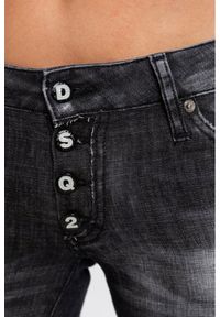 DSQUARED2 Medium waist skinny jeans czarne jeansy damskie. Kolor: czarny. Wzór: aplikacja