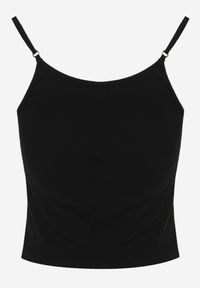 Born2be - Czarny Bawełniany Top Bieliźniany z Koronką na Regulowanych Ramiączkach Beralisa. Okazja: na co dzień. Kolor: czarny. Materiał: bawełna, koronka. Długość rękawa: na ramiączkach. Wzór: koronka. Sezon: zima, jesień. Styl: casual, klasyczny #6