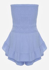 Renee - Jasnoniebieski Bawełniany Kombinezon z Elastyczną Górą i Falbankami Palelia. Okazja: na co dzień. Kolor: niebieski. Materiał: bawełna. Styl: casual #8