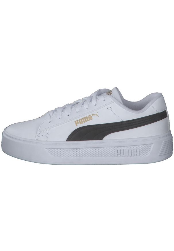 Buty do chodzenia damskie Puma SMASH PLATFORM V3. Zapięcie: sznurówki. Kolor: czarny, biały, wielokolorowy. Materiał: syntetyk, materiał, skóra. Szerokość cholewki: normalna. Obcas: na platformie. Sport: turystyka piesza