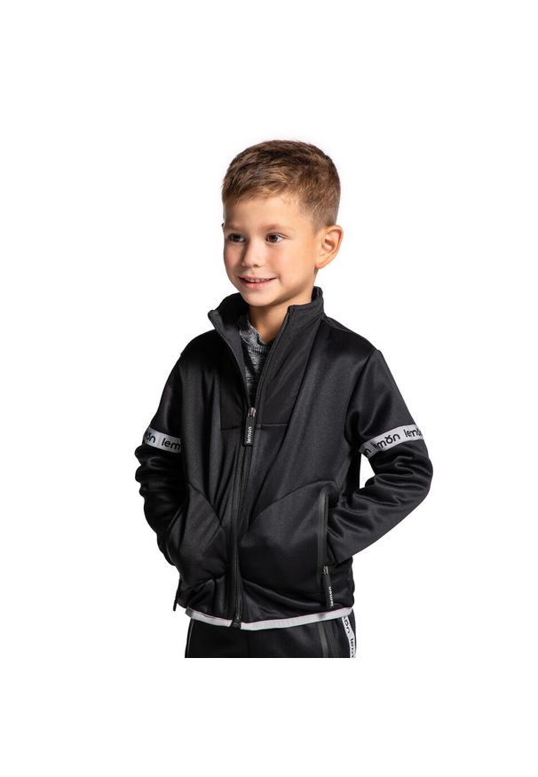 Bluza rozpinana dziecięca sportowa Lemon Explore ZL4 czarna. Typ kołnierza: kołnierzyk stójkowy. Kolor: czarny. Materiał: poliester. Sezon: zima