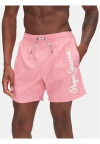 Pepe Jeans Szorty kąpielowe Logo PMB10419 Różowy Regular Fit. Kolor: różowy. Materiał: syntetyk