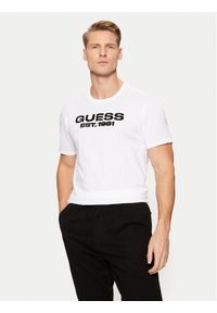 Guess T-Shirt M5RI50 K9RM1 Biały Regular Fit. Kolor: biały. Materiał: bawełna