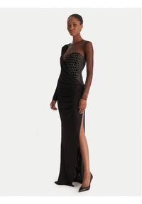 Elisabetta Franchi Sukienka wieczorowa AB-R22-57E2-V890 Czarny Slim Fit. Kolor: czarny. Materiał: wiskoza. Styl: wizytowy