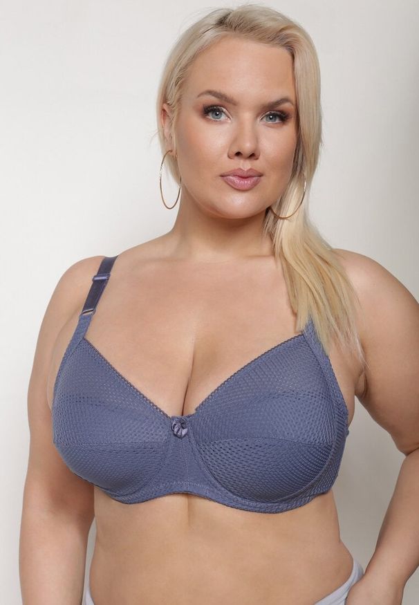 Born2be - Granatowy Biustonosz z Regulowanymi Ramiączkami Xoviana. Kolekcja: plus size. Kolor: niebieski