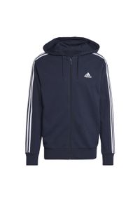 Adidas - Essentials French Terry 3-Stripes Full-Zip Hoodie. Kolor: biały, wielokolorowy, niebieski