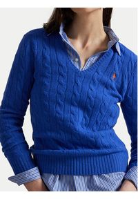 Polo Ralph Lauren Sweter 211971866006 Niebieski Slim Fit. Typ kołnierza: polo. Kolor: niebieski. Materiał: wełna #4