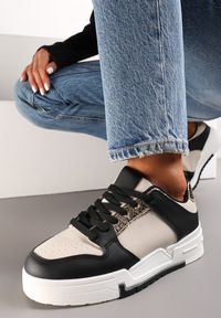 Renee - Czarne Sneakersy z Ozdobnymi Wstawkami Jeffeed. Nosek buta: okrągły. Zapięcie: sznurówki. Kolor: czarny. Materiał: materiał. Obcas: na obcasie. Wysokość obcasa: niski #4