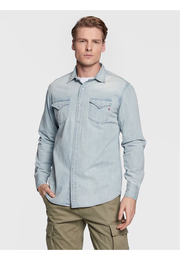 Replay Koszula jeansowa M4860B.000.26C Niebieski Regular Fit. Kolor: niebieski. Materiał: jeans, bawełna