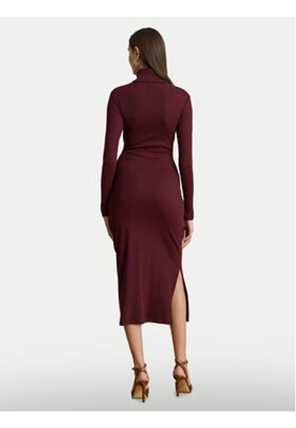 Lauren Ralph Lauren - LAUREN RALPH LAUREN Sukienka dzianinowa 200980028006 Bordowy Slim Fit. Kolor: czerwony. Materiał: bawełna