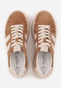 Born2be - Brązowe Sneakersy z Zamszu Naturalnego na Grubej Podeszwie Tesolva. Okazja: na co dzień. Kolor: brązowy. Materiał: zamsz #8