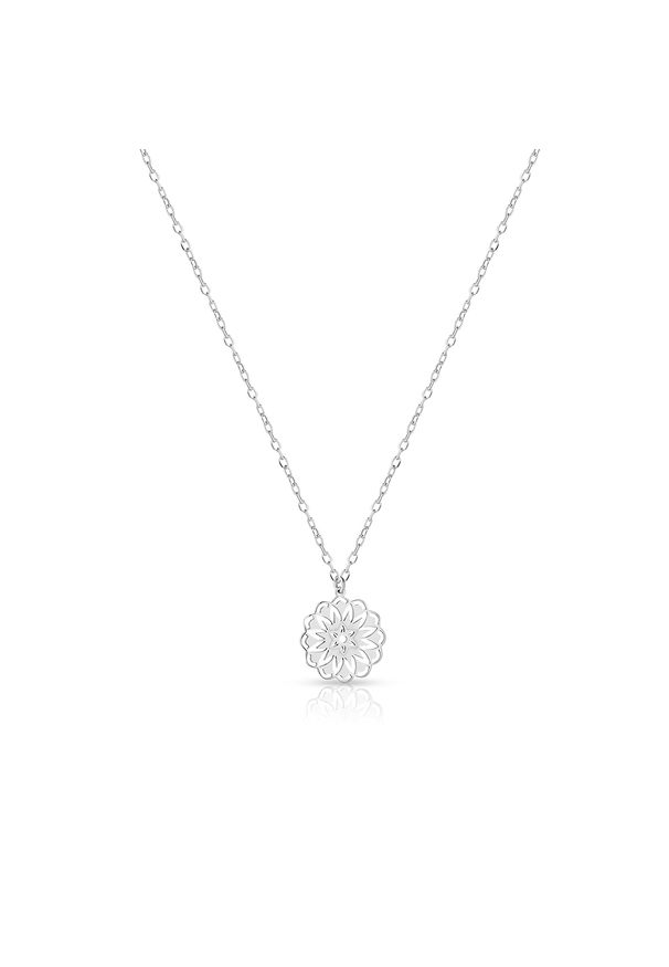 W.KRUK - Naszyjnik srebrny. Materiał: srebrne. Kolor: srebrny. Wzór: ażurowy, kwiaty