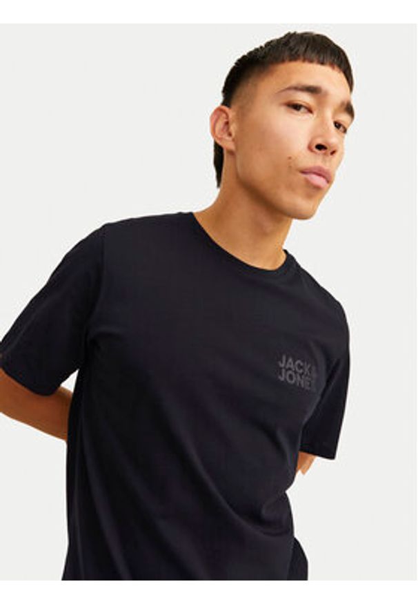 Jack & Jones T-Shirt Corp Logo 12151955 Czarny Standard Fit. Kolor: czarny. Materiał: bawełna