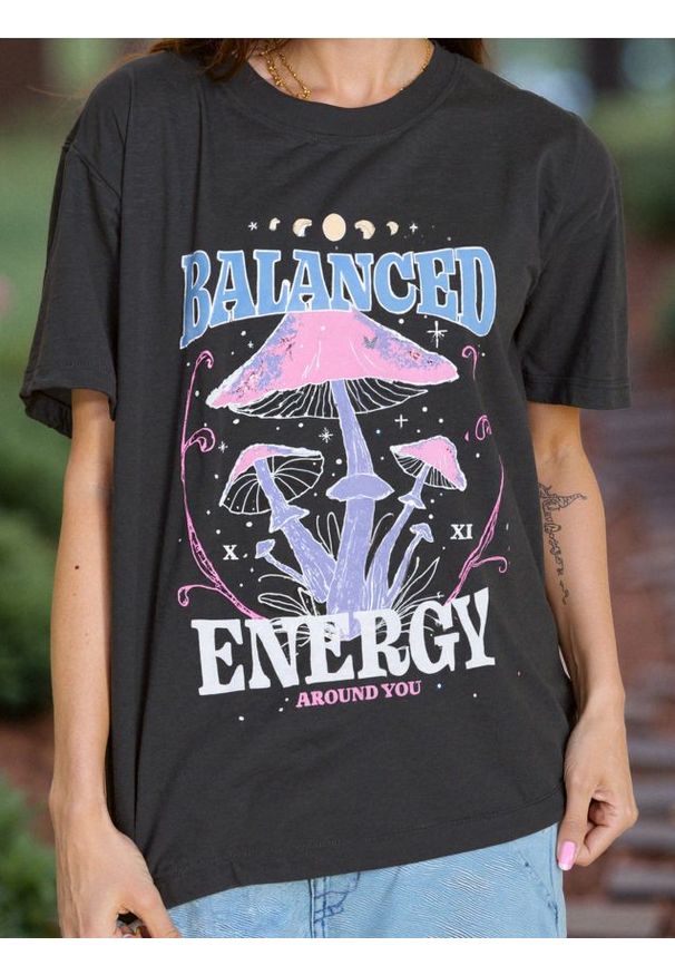 Sinsay - Koszulka oversize z nadrukiem - szary. Kolor: szary. Wzór: nadruk