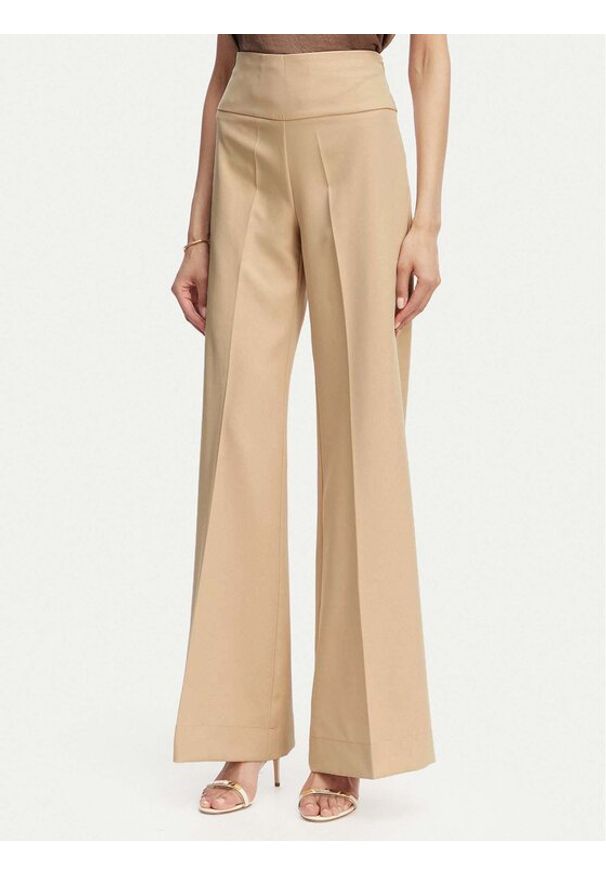 ACCESS FASHION Spodnie materiałowe 63-5022-135 Beżowy Flare Fit. Kolor: beżowy. Materiał: syntetyk