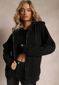 Renee - Czarna Sportowa Bluza Zapinana na Suwak z Haftowanym Napisem Kelso. Kolor: czarny. Materiał: bawełna. Wzór: haft, napisy. Styl: sportowy #3