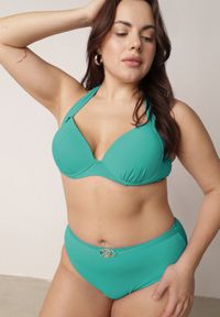 Born2be - Ciemnozielone Bikini z Wiązanym Biustonoszem i Figami Kąpielowymi z Wysokim Stanem Kalisea. Stan: podwyższony. Kolekcja: plus size. Kolor: zielony #5