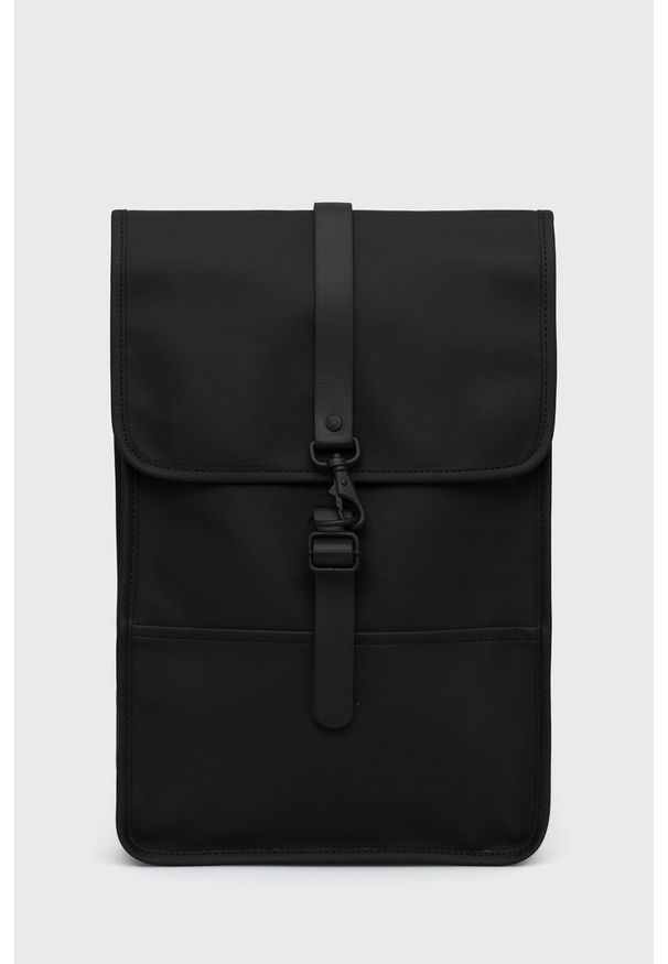 Rains Plecak 12800 Backpack Mini kolor czarny duży gładki 12800.01-Black. Kolor: czarny. Wzór: gładki