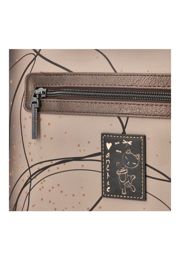 Brązowa Duża Damska Torebka Anekke. Kolor: brązowy. Wzór: aplikacja. Materiał: zdobione. Styl: casual