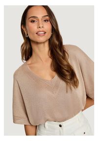 Morgan Bluzka 241-MCHRIS Beżowy Relaxed Fit. Kolor: beżowy. Materiał: wiskoza #3