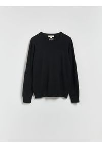 Reserved - Sweter z wełny merino - czarny. Kolor: czarny. Materiał: wełna #1