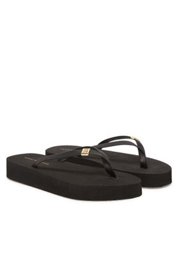 TOMMY HILFIGER - Tommy Hilfiger Japonki Elevated Chic Beach Sandal FW0FW08523 Czarny. Kolor: czarny. Materiał: skóra
