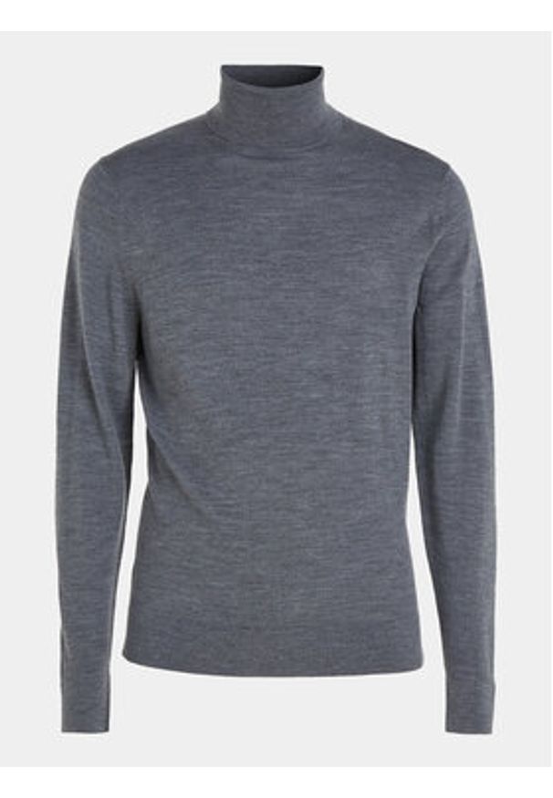 Calvin Klein Golf Superior K10K110420 Szary Slim Fit. Typ kołnierza: golf. Kolor: szary. Materiał: wełna
