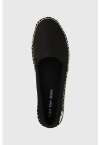 Calvin Klein Jeans espadryle Flatform Espadrille kolor czarny na platformie. Nosek buta: okrągły. Kolor: czarny. Materiał: materiał, włókno, guma. Wzór: gładki. Obcas: na platformie