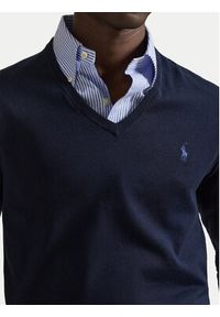 Polo Ralph Lauren Sweter Ls Sf Vn Pp 710670789004 Granatowy Slim Fit. Typ kołnierza: polo. Kolor: niebieski. Materiał: bawełna #5