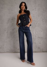 Renee - Niebieskie Szerokie Jeansy z Bawełny Vimelsnis. Okazja: na co dzień. Kolor: niebieski. Styl: casual #4