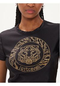 Just Cavalli T-Shirt 76PAH607 Czarny Regular Fit. Kolor: czarny. Materiał: syntetyk