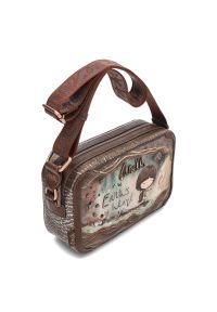 Brązowa Torebka Anekke Stylowa Listonoszka Damska Premium. Kolor: brązowy. Wzór: napisy. Materiał: skórzane. Styl: elegancki #6