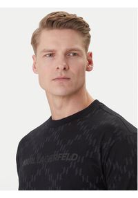 Karl Lagerfeld - KARL LAGERFELD T-Shirt 755172 562251 Czarny Loose Fit. Typ kołnierza: dekolt w karo. Kolor: czarny. Materiał: bawełna #4