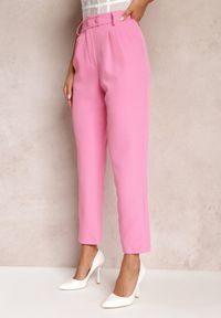 Renee - Różowe Spodnie Cygaretki z Guzikami i Gumką w Pasie Gelarine. Stan: podwyższony. Kolor: różowy. Styl: elegancki #3