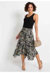 bonprix - Spódnica midi z czystej wiskozy. Kolor: czarny. Materiał: wiskoza. Długość: długie #2