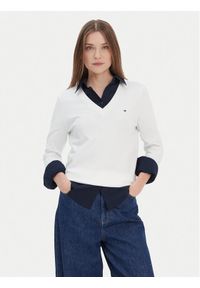 TOMMY HILFIGER - Tommy Hilfiger Sweter WW0WW42049 Biały Regular Fit. Kolor: biały. Materiał: syntetyk, bawełna #1