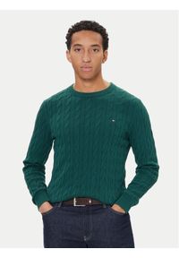TOMMY HILFIGER - Tommy Hilfiger Sweter MW0MW33132 Zielony Regular Fit. Kolor: zielony. Materiał: bawełna