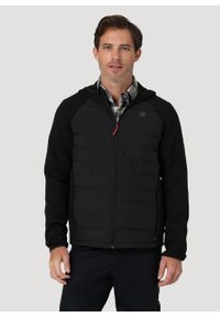 Wrangler - WRANGLER ATHLETIC HYBRID MĘSKA KURTKA PRZEJŚCIOWA WIOSENNA JESIENNA REAL BLACK WA4MY3101 112324777. Sezon: jesień, wiosna