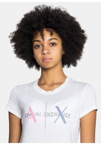 Koszulka damska biała Armani Exchange Slim Fit 6KYTGU YJW1Z 1000. Kolor: biały