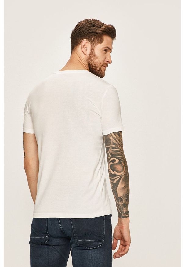 Marc O'Polo - T-shirt. Typ kołnierza: polo. Kolor: biały. Materiał: dzianina